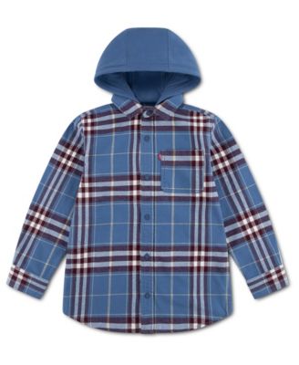Boys' 2T-7 Hooded Plaid Flannel Shirt