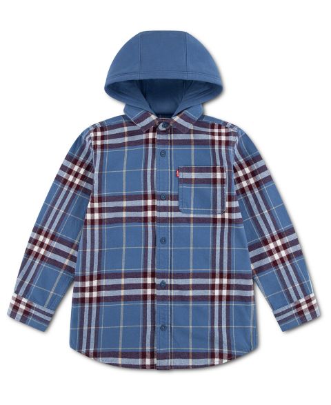 Рубашка Levi's Hooded Plaid Flannel Shirt для мальчиков, цвет: Синий