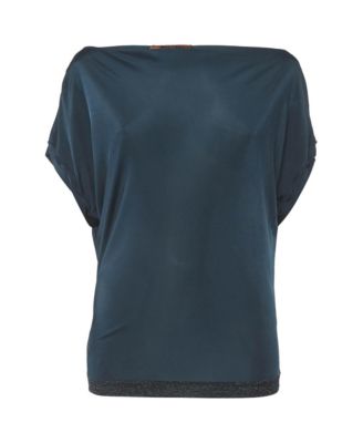 Women's Jersey Boat Neck Top with Glitter Hem