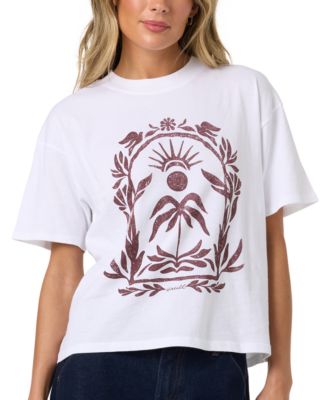 Women's Framed Floral Graphic Cotton T-Shirt