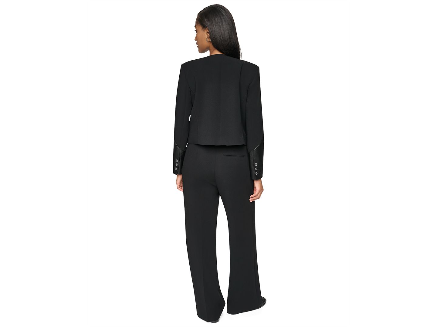 Женская куртка DKNY Petite Textured Crepe 10-Button Pocket, цвет: Чёрный — фото 5