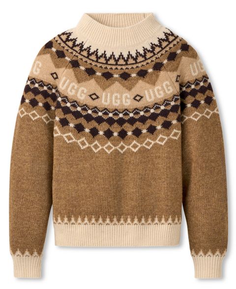 Женский свитер UGG Braylee Uggisle Crewneck, цвет: Кофейный меланжевый