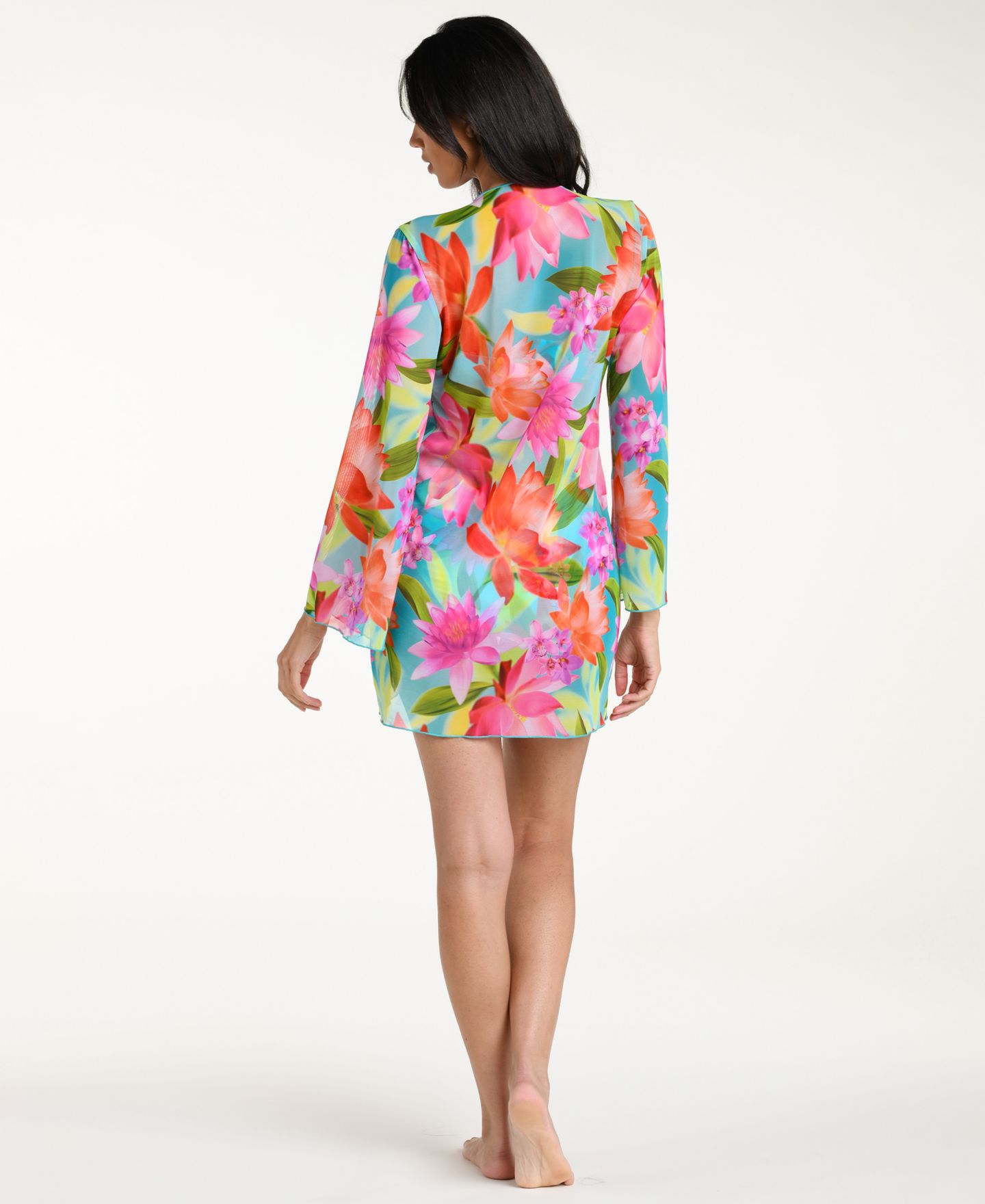 Женское платье La Blanca Sunset Botanica Tie-Front Swim Cover-Up Kimono, цвет: Розовый разноцветный — фото 2