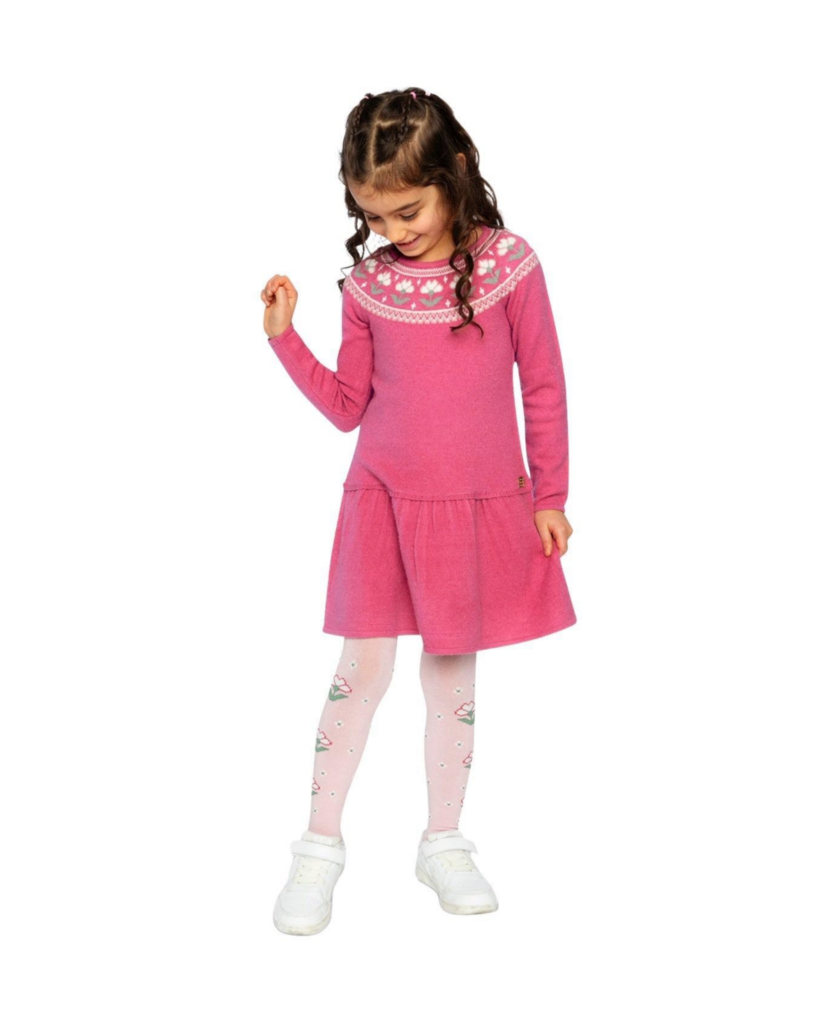 Deux par Little and Big Girl 6-12Y Knitted Dress with Flower Jacquard
