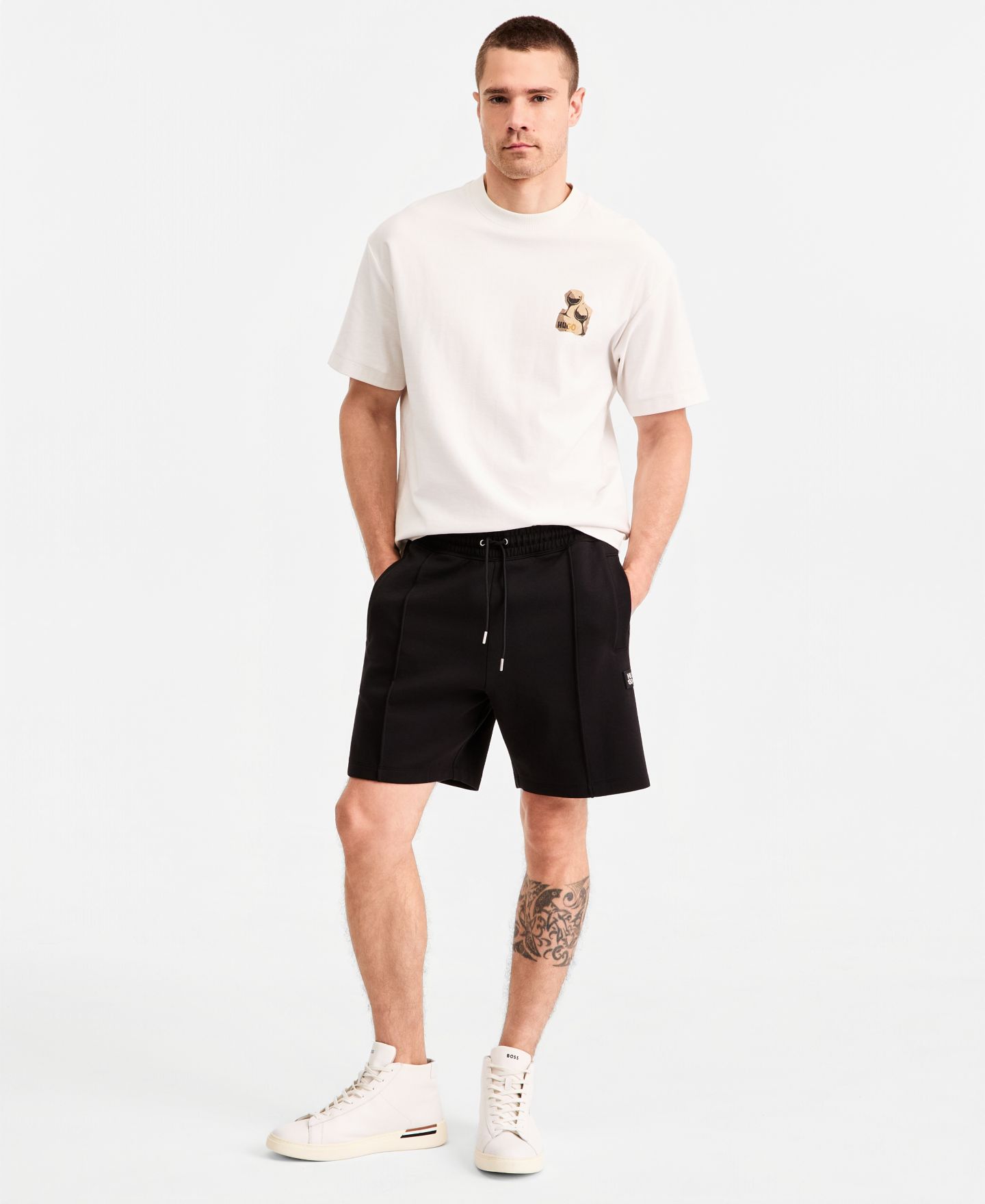 Мужские шорты Hugo Boss HUGO by Dima Pull-On Drawstring Shorts, 7" Inseam, цвет: Чёрный — фото 1