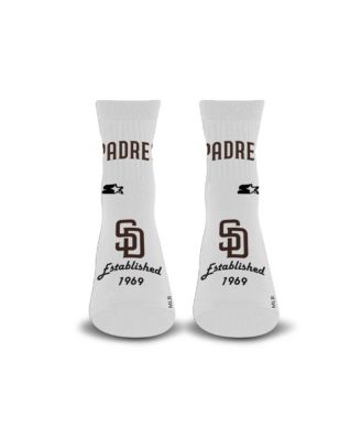 Men's and Women's White San Diego Padres Established Stencil Quarter Socks