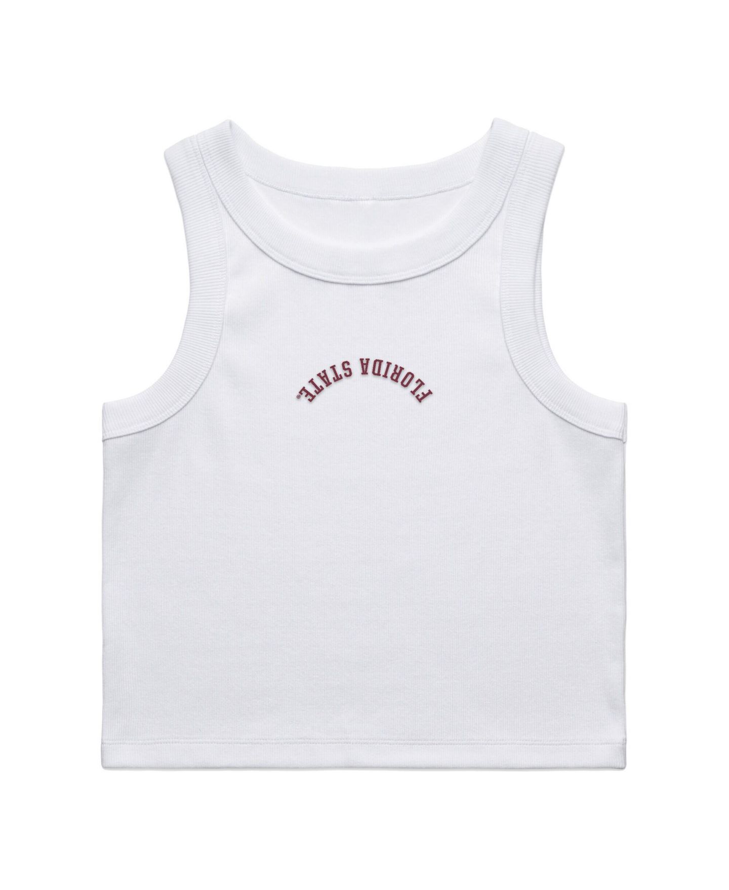 Женский топ Uscape Apparel White Florida State Seminoles Upside Down Embroidery Ribbed Cropped — фото 2