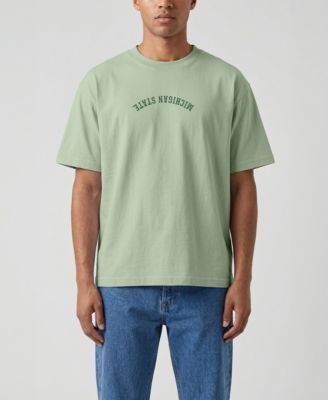 Men's Green Michigan State Spartans Upside Down Embroidered Vintage Heavyweight T-Shirt