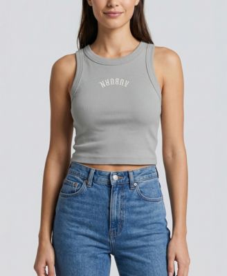 Women's Gray Auburn Tigers Upside Down Embroidery Ribbed Cropped Tank Top