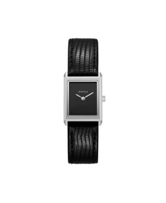 Women's Quartz Virgil Silver and Black Leather Band Watch 20mm