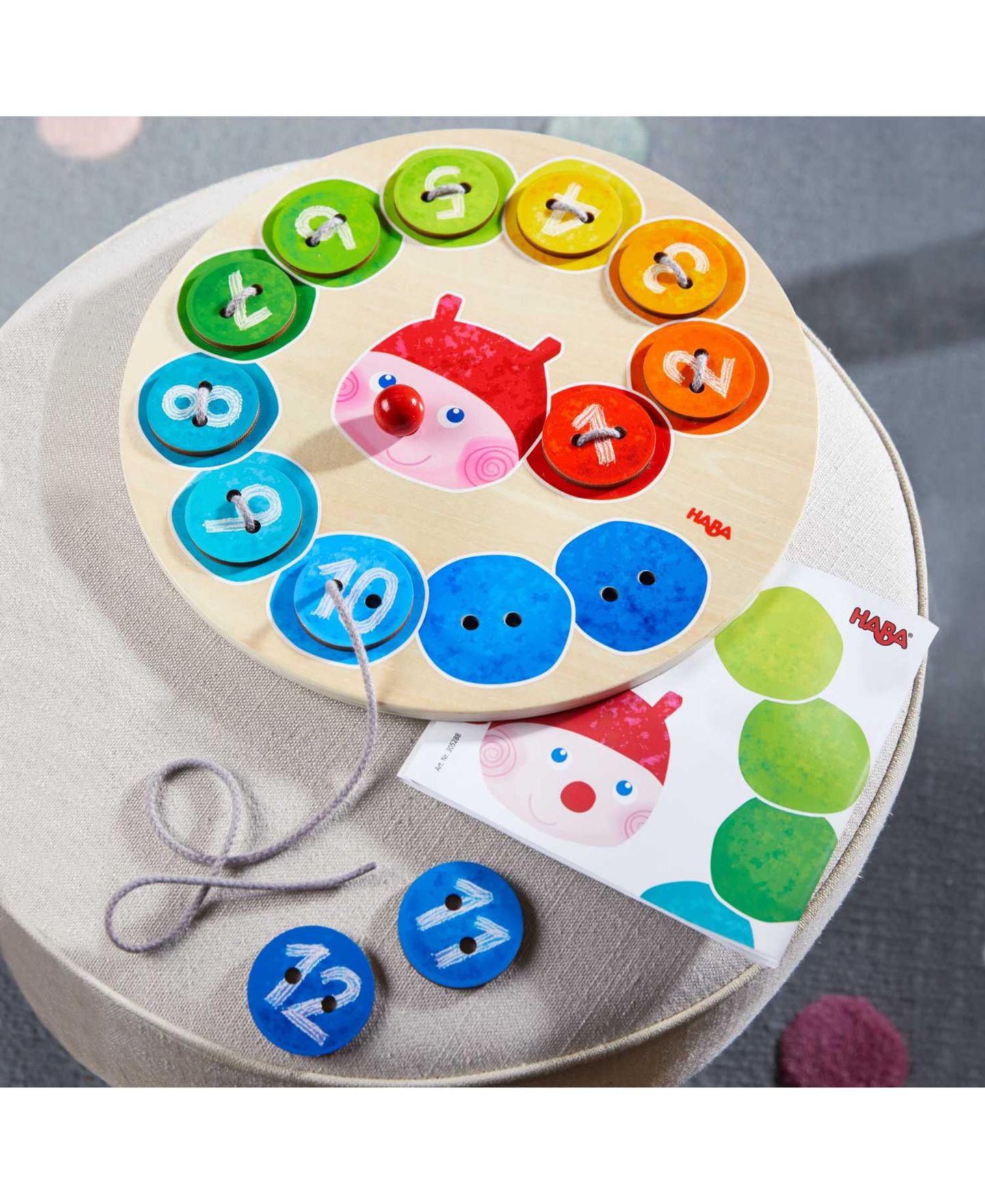 Детские игрушки Haba Rainbow Caterpillar Two-in-One Fine Motor Threading Game, 27-Piece, Ages 3+, цвет: Синий — фото 3