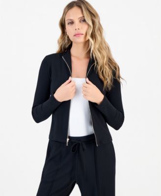 Petite Mock-Neck Zip-Front Top