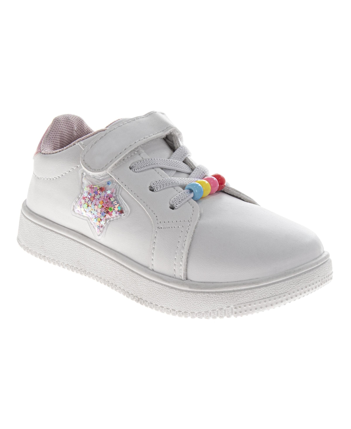 Laura Ashley Little Girls (5-10) Hook-and-Loop Star Casual Shoes with Rainbow Charm Detail Fashion Sneakers (Toddler)