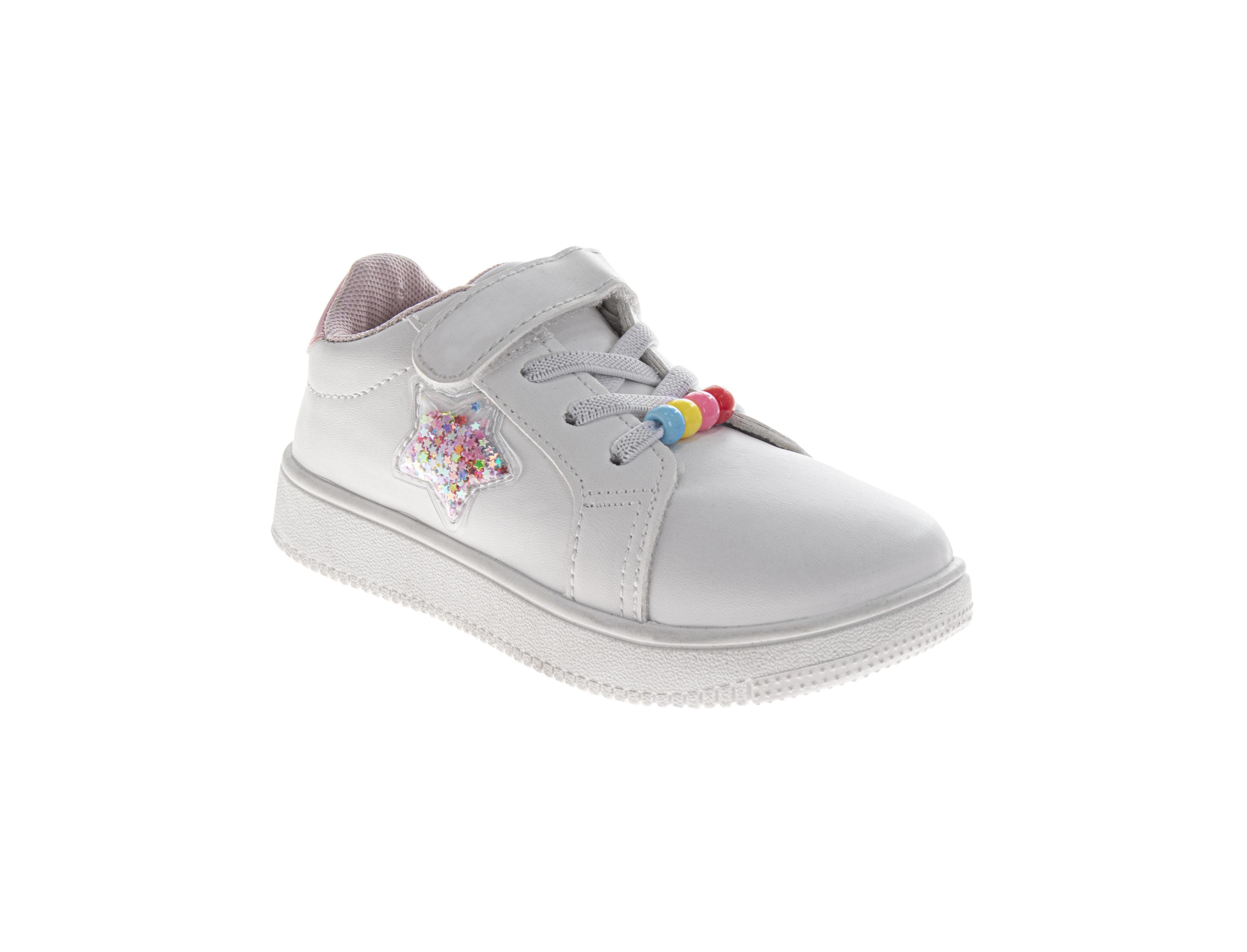 Laura Ashley Little Girls (5-10) Hook-and-Loop Star Casual Shoes with Rainbow Charm Detail Fashion Sneakers (Toddler)