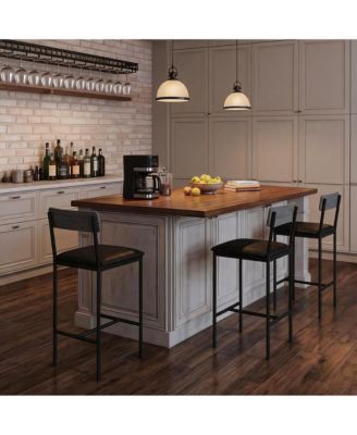 6-Piece Counter Height Bar Set with Footrest, 6 Upholstered Bar Stools for Bar, Kitchen Dining Room, Metal Frame