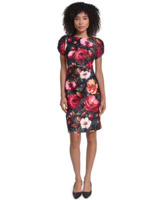 Women's Puff-Sleeve Boat Neck Dress