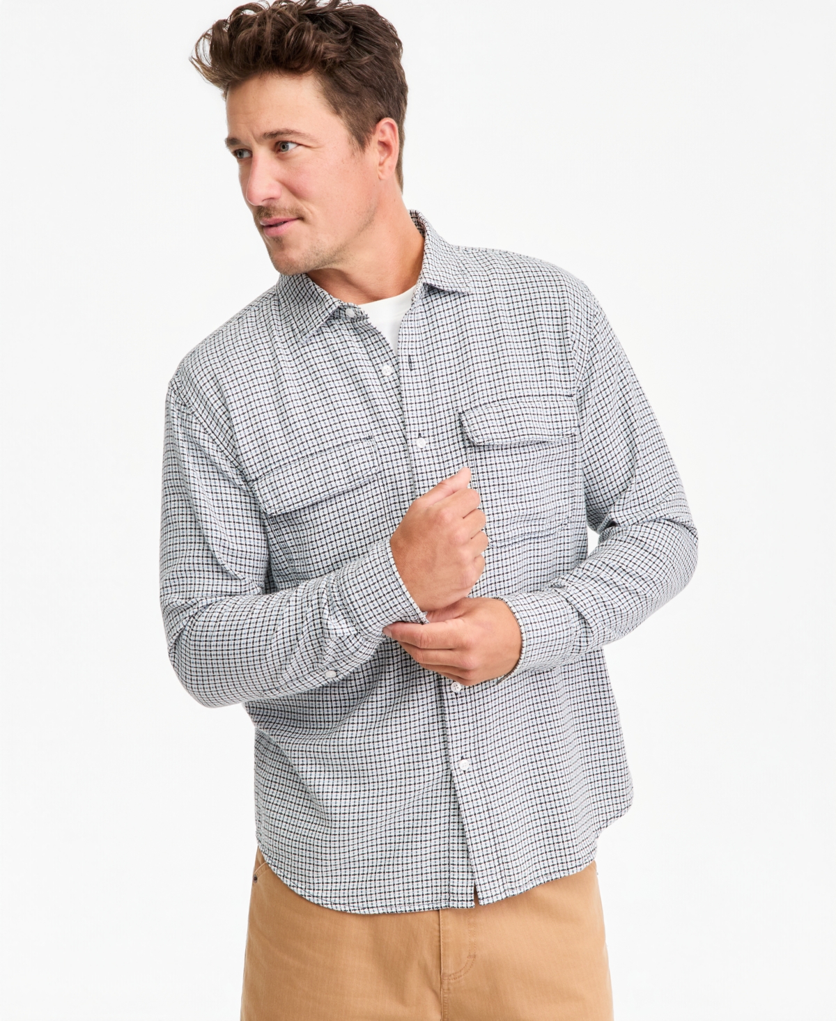 Sun + Stone Men's Long-Sleeve Lawrence Dobby Shirt, Macy's Exclusive