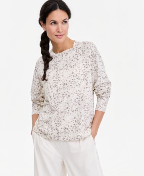 Женская футболка ID Ideology Soft Paw Printed Relaxed-Fit Cotton-Blend Crewneck Long-Sleeve Tee, цвет: Мягкий молочный