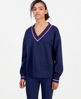 Women's Fleece Long-Sleeve V-Neck Sweater