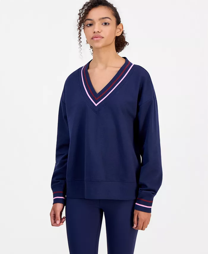 Women's Fleece Long-Sleeve V-Neck Sweater