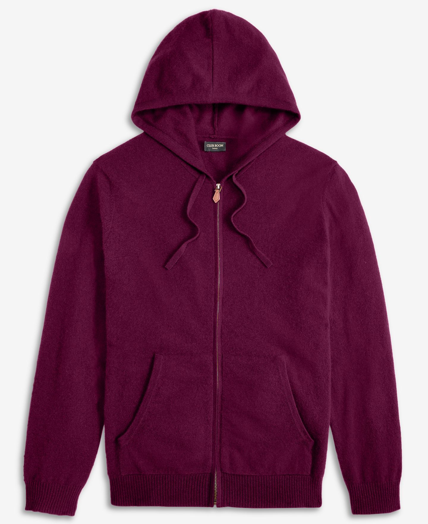 Мужской свитер Club Room Cashmere Long-Sleeve Hooded Zip-Up, цвет: Каберне — фото 6