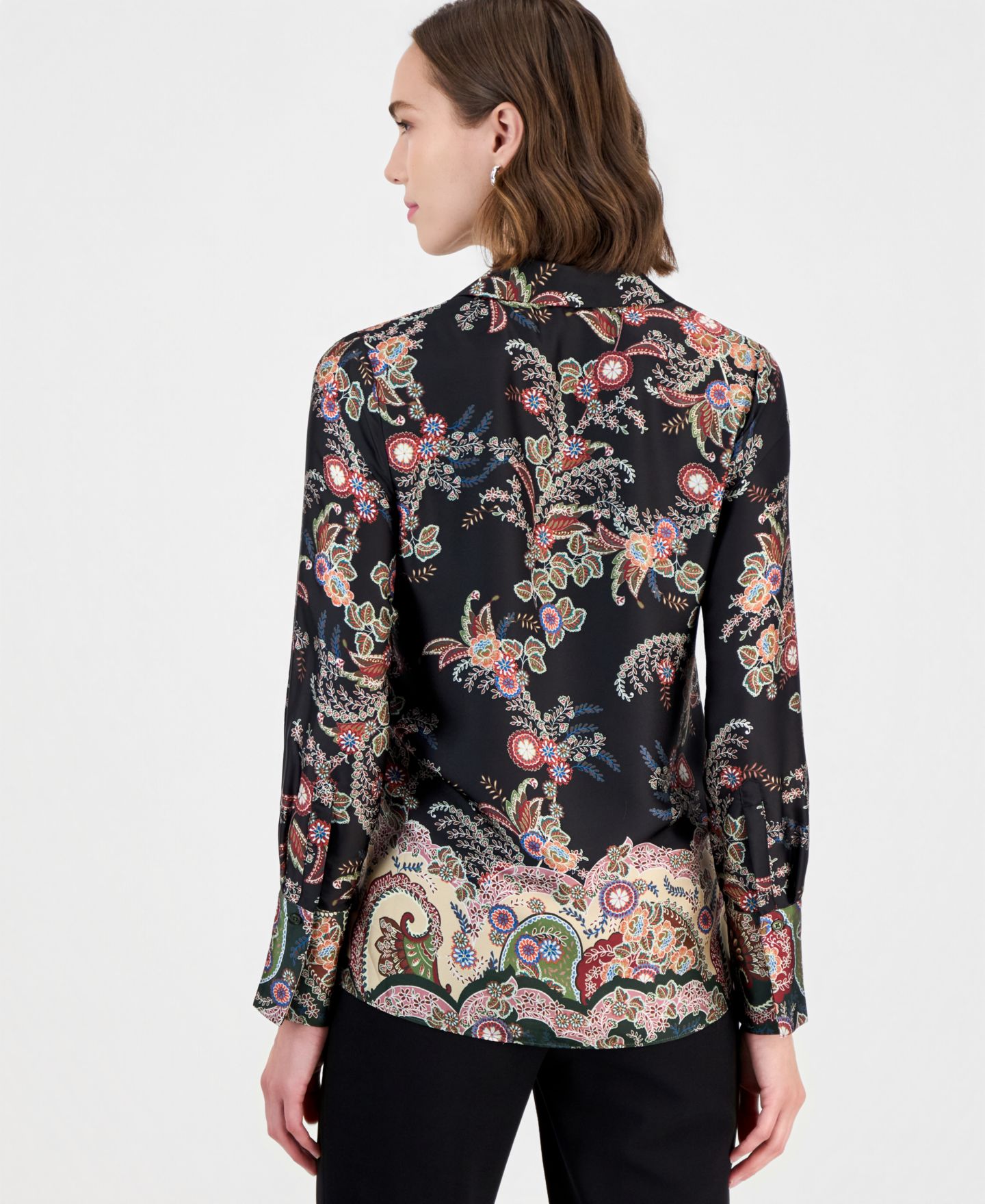 Женская блузка T Tahari Long-Sleeve Split-Collar Paisley-Print, цвет: С принтом — фото 4