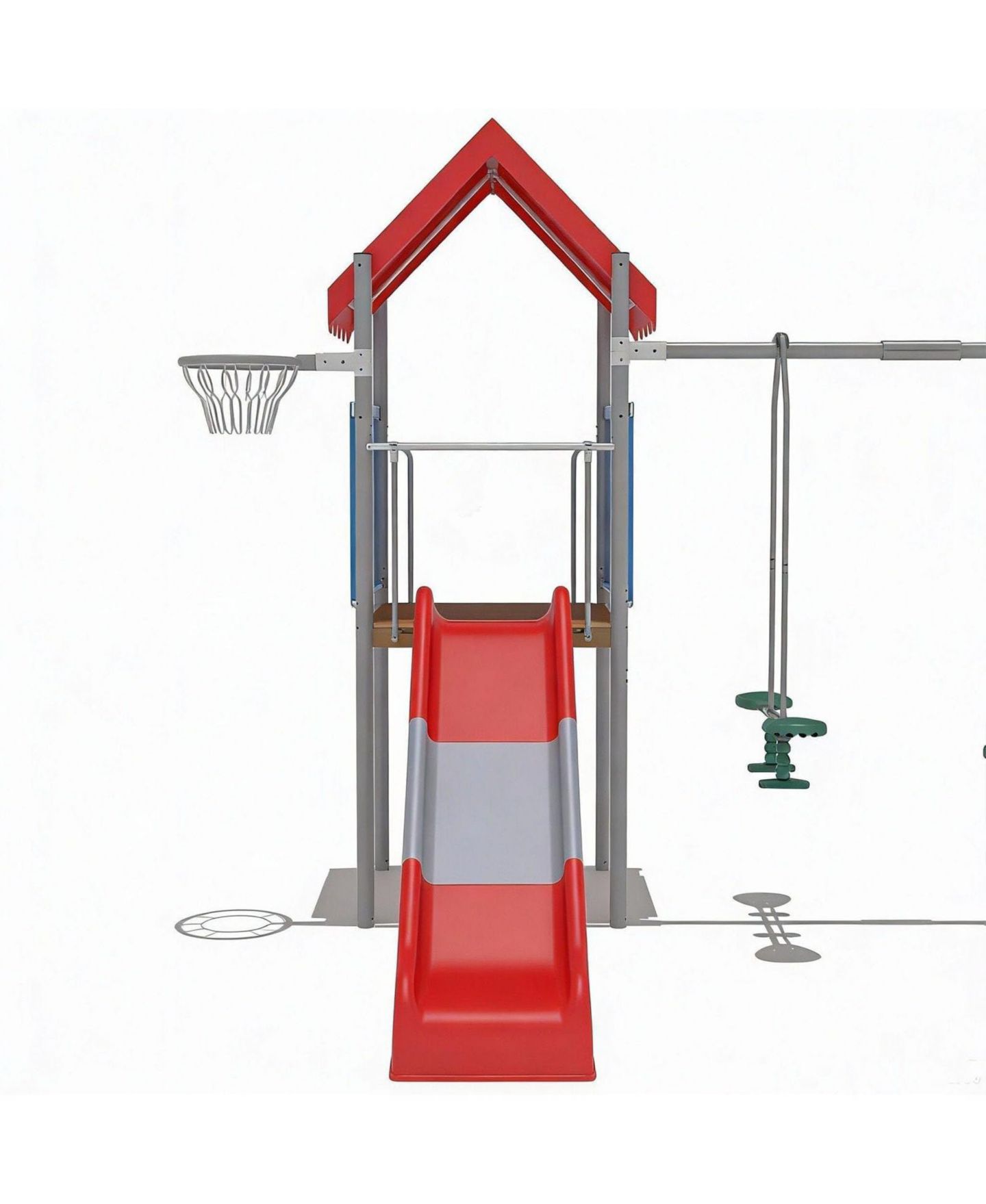 Детские игрушки homfan 112 x 110 x 97 in Kids Outdoor Treehouse with Swing and Slides, Backyard Metal Frame Play Set for Children — фото 8