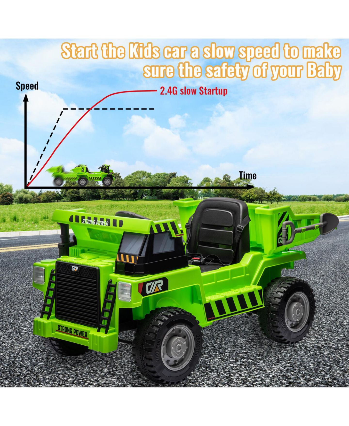 Детская игрушка homfan 12V Electric Ride-On Dump Truck with Remote Control, Built-in USB/MP3 Music Player, Toy Car for Toddlers Ages 1-8 — фото 5