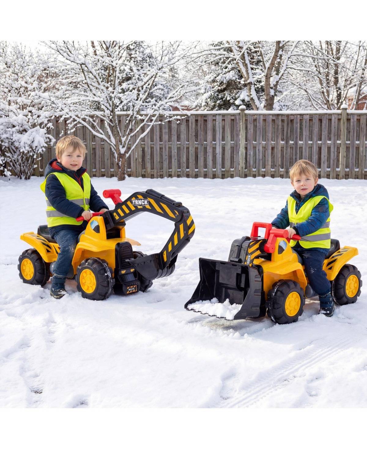 Slickblue 3-in-1 Ride On Toy Excavator with Engine Sounds and Safety Helmet