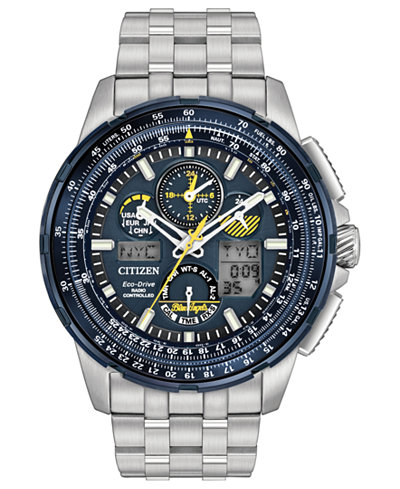 Citizen Eco-Drive Men's Analog-Digital Chronograph Skyhawk A-T Stainless Steel Bracelet Watch 47mm JY8058-50L