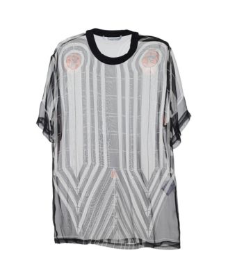 Women's Sheer Silk Geometric Print T-Shirt Blouse