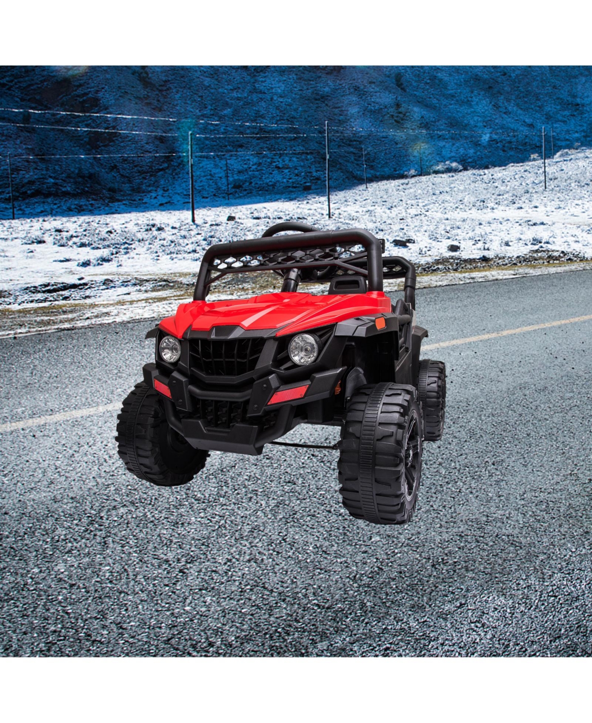 homfan 39.4 x 22.8 14.8 Inch Kids Electric Ride On Car Toy Battery Powered 4 mph Vehicle for Outdoor Adventure.