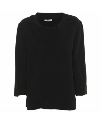 Women's Ruffled Crepe Long-Sleeve Top
