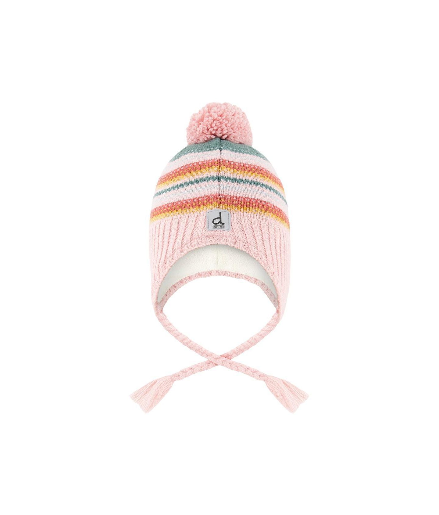 Шапка Deux par Deux Winter Peruvian Knit Hat для девочек, цвет: Розовый / Зелёный — фото 1