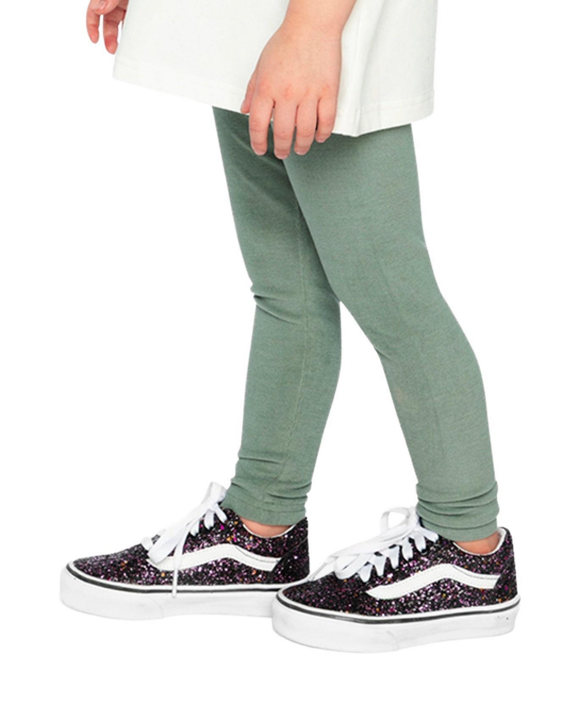 Deux par Big Girls Rib Leggings Green Printed