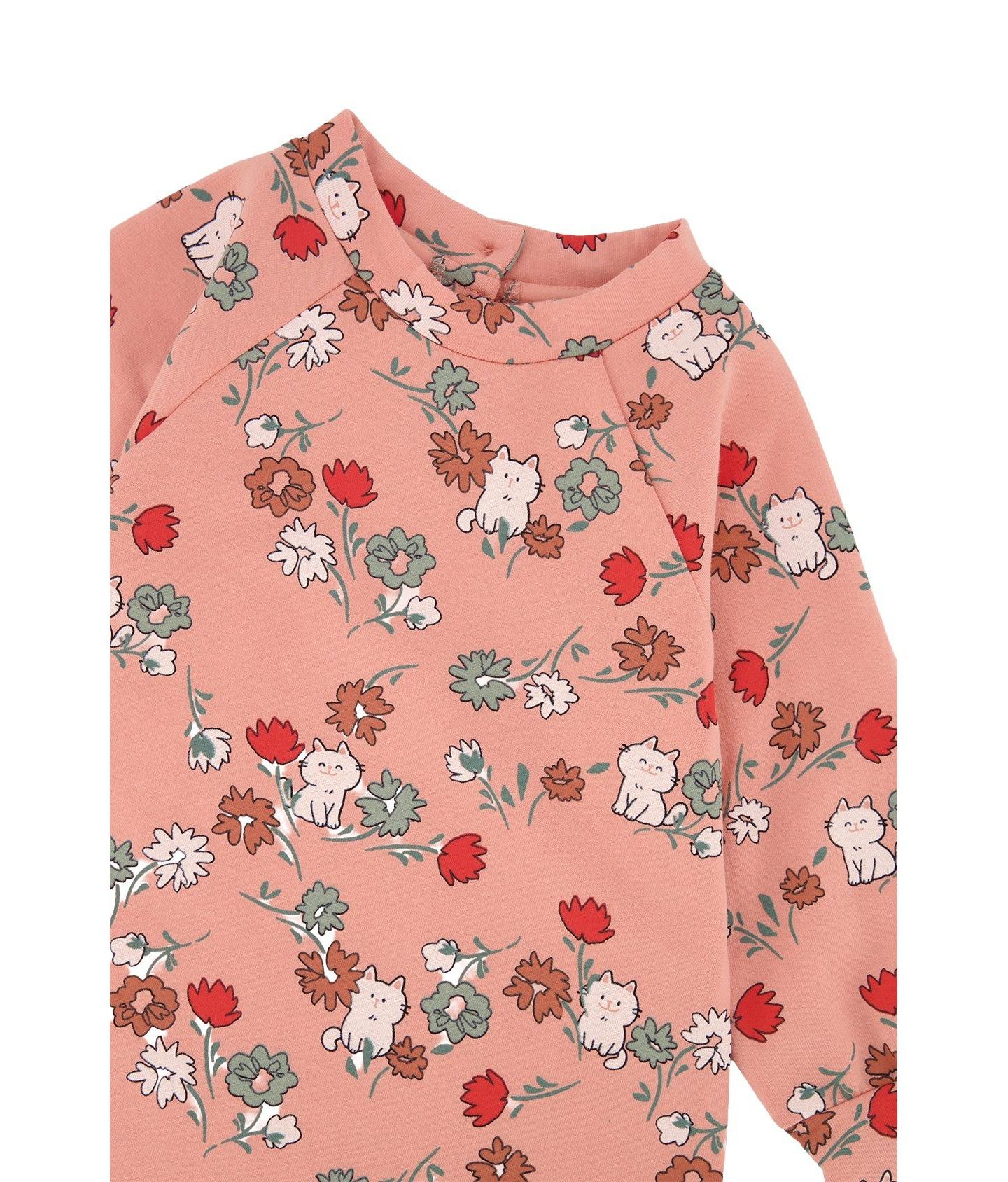 Платье Deux par Deux Cat Print French Terry Dress для девочек, цвет: Розовый с принтом — фото 6