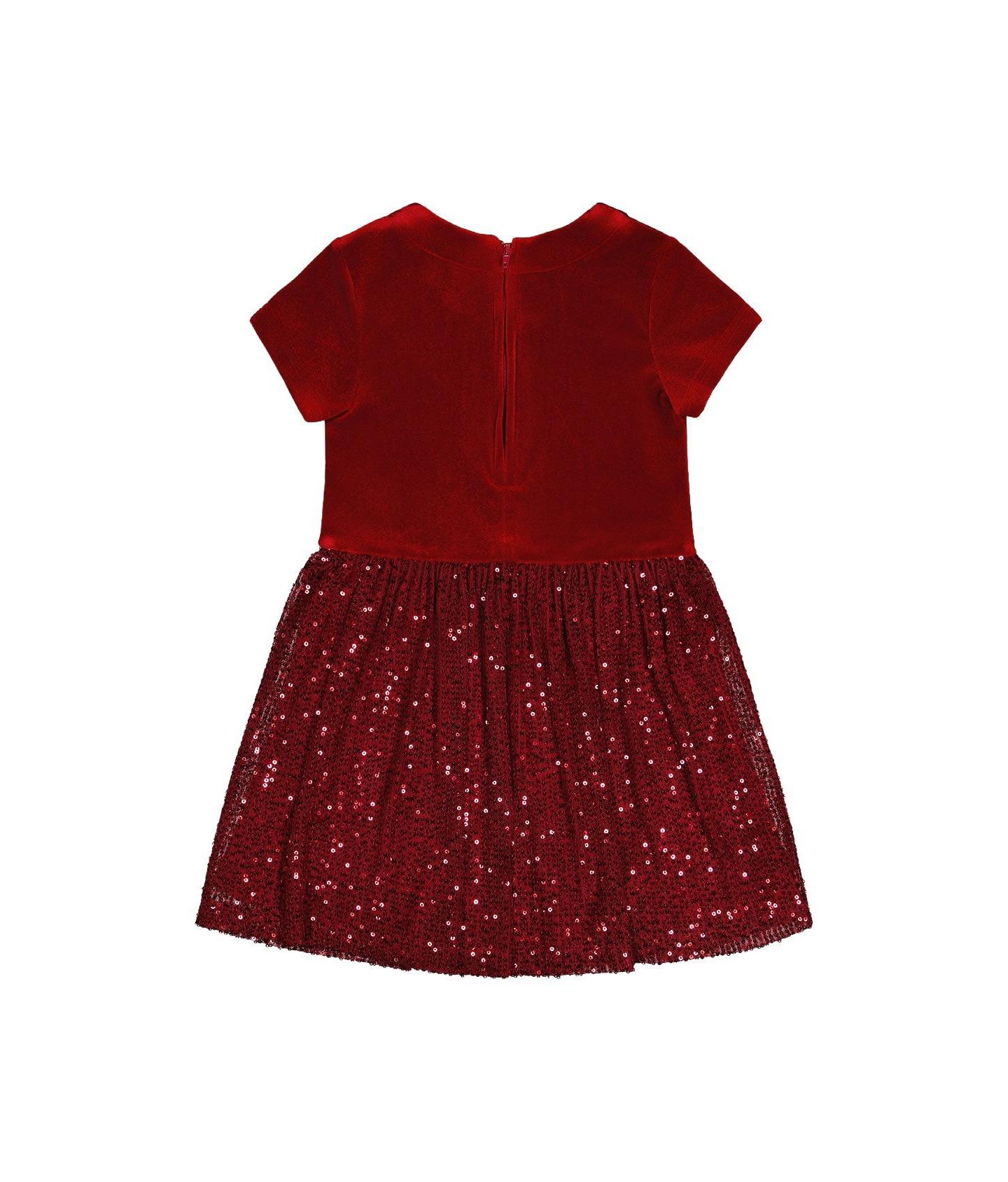 Платье Deux par Deux Bi-Material Short Sleeve Dress with Glittering Skirt для девочек, цвет: Rouge — фото 5