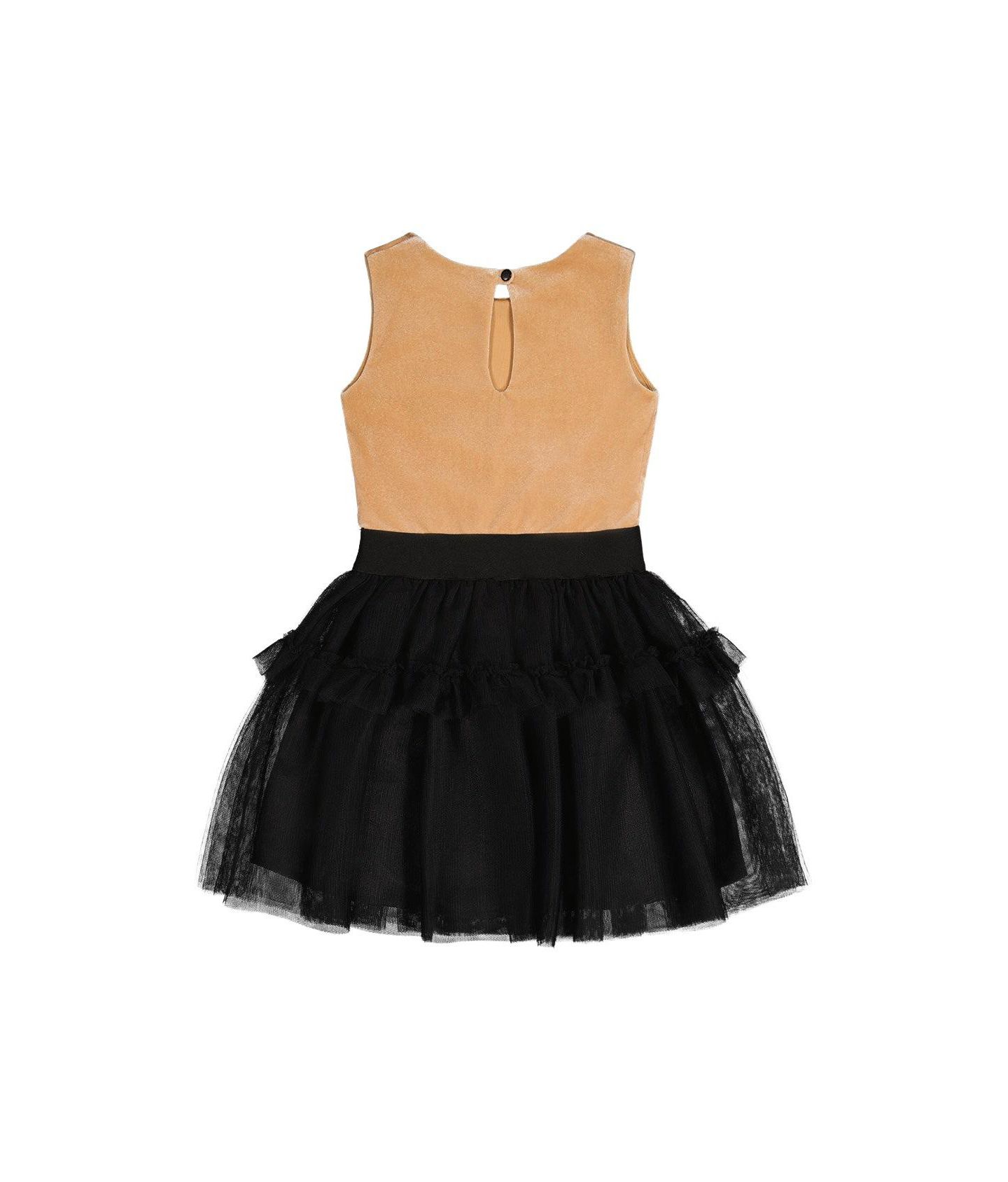Платье Deux par Deux Bi-Material Sleeveless Dress для девочек, цвет: Бежевый / Чёрный — фото 5