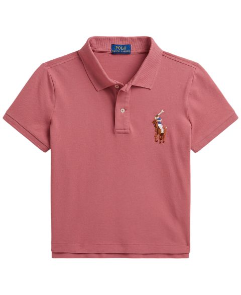 Поло Polo Ralph Lauren Boxy Big Pony Stretch Short-Sleeve Polo для девочек, цвет: Холщовый розовый