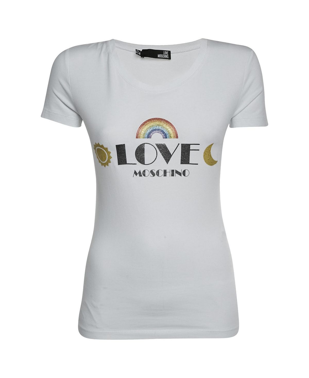 Pre-Owned Love Moschino Women's Glitter Logo Graphic T-Shirt view 1 — MAYCSS fashion products