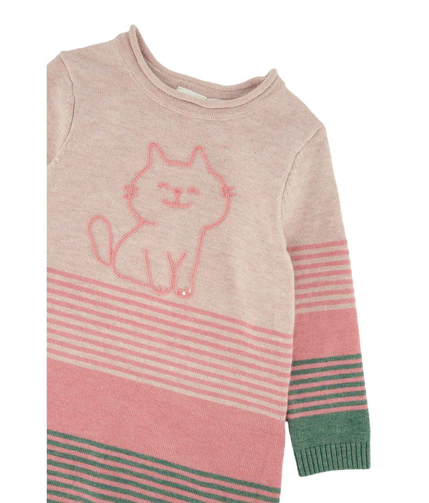Платье Deux par Deux Knitted Stripe Dress для девочек, цвет: Розовый / Зелёный — фото 7
