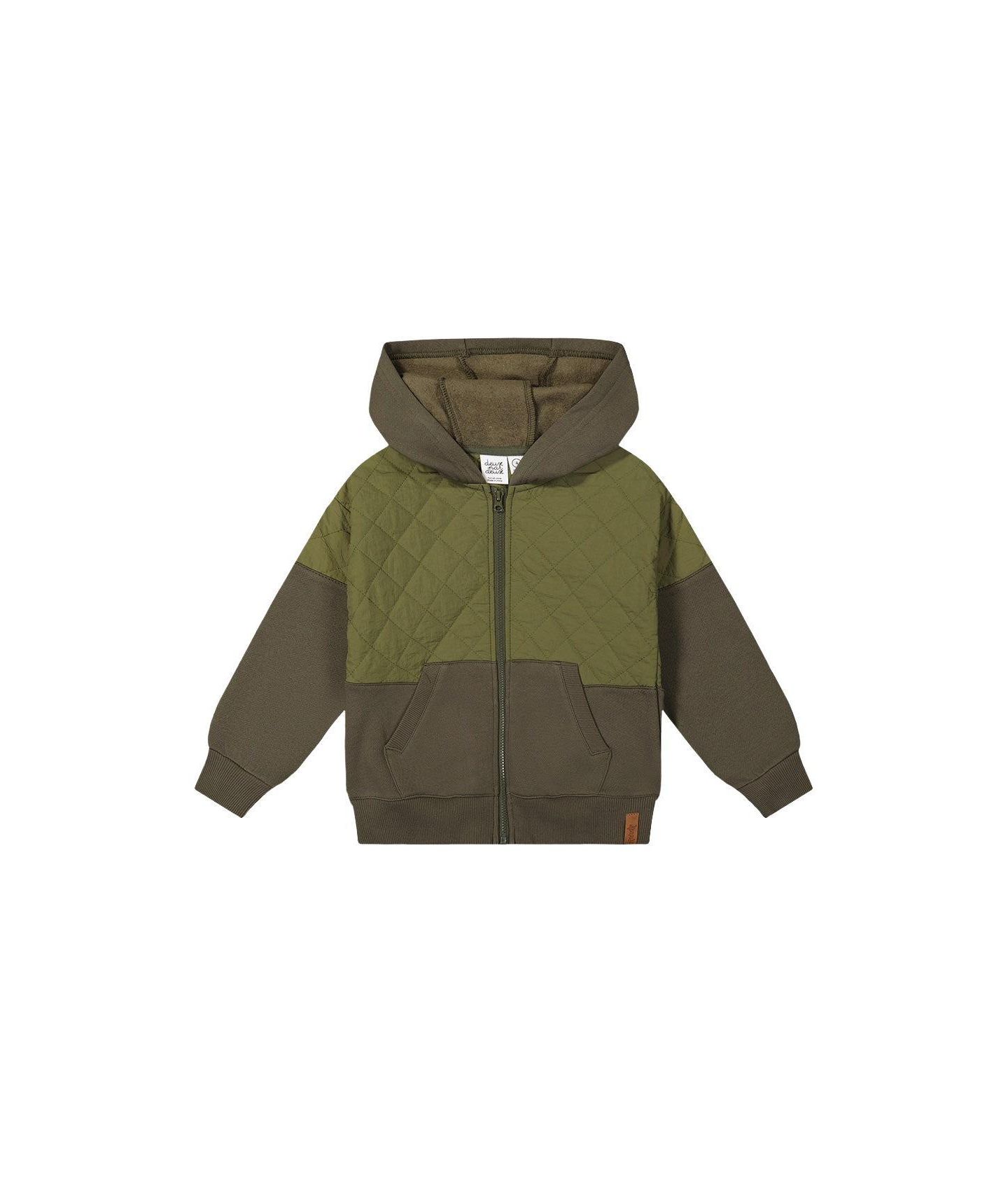 Кардиган Deux par Deux Full Zip Hooded Bi-Material для мальчиков-малышей, цвет: Зелёный — фото 1