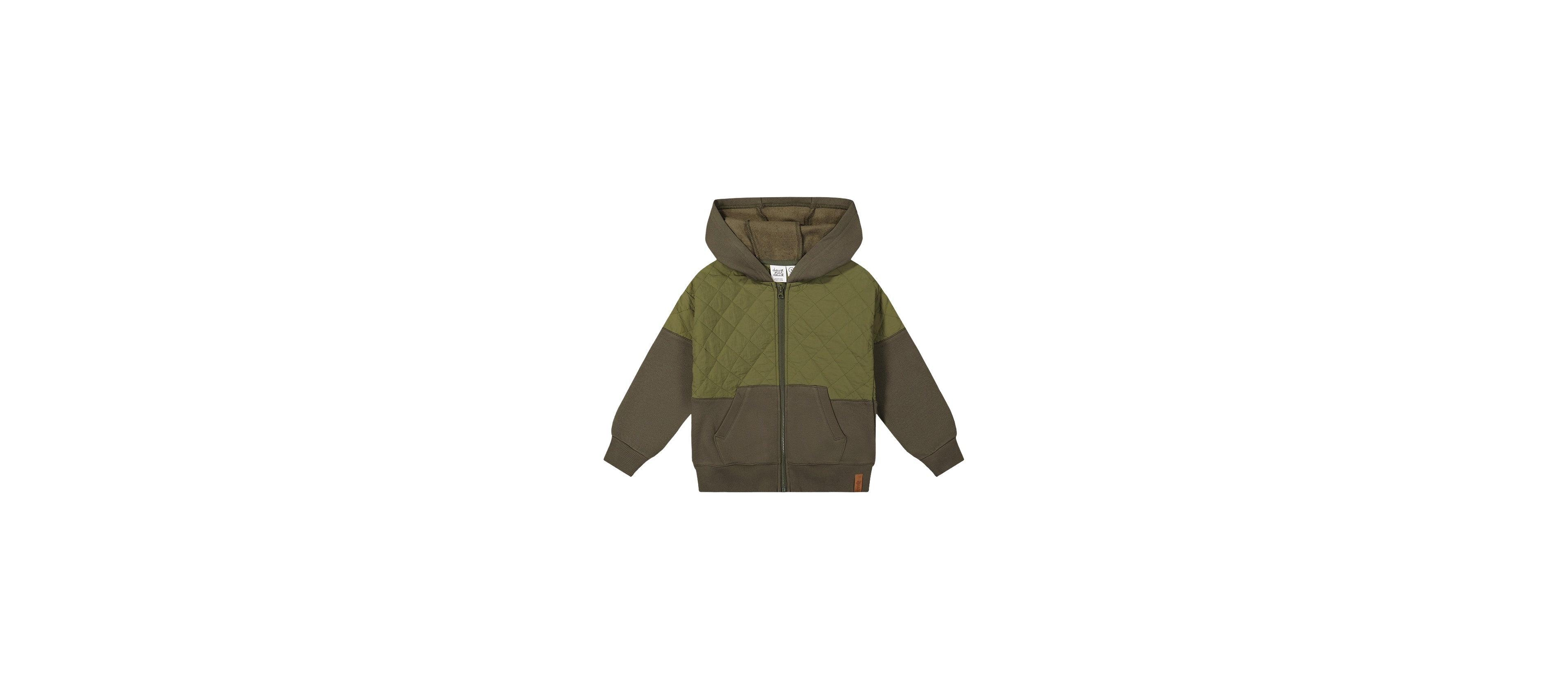 Deux par Toddler Boys (2T-5T) Full Zip Hooded Bi-Material Cardigan