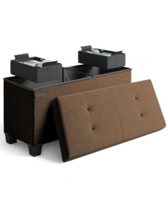 30-Inch Velvet Storage Ottoman with Bin, Small Foot Stool and Seat for Living Room