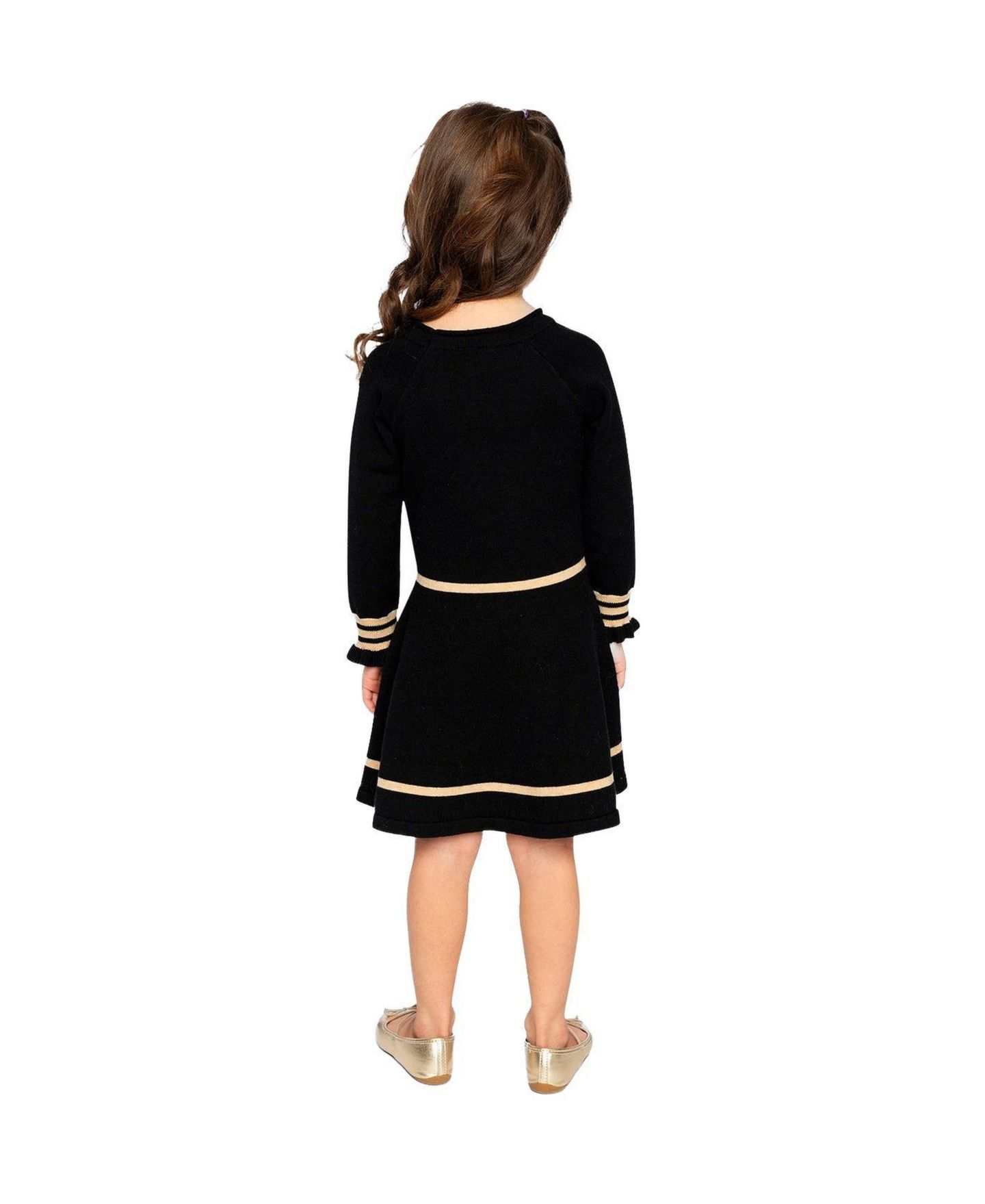 Платье Deux par Deux Knit Dress для девочек, цвет: Чёрный / Бежевый — фото 4