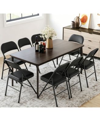  Padded Folding Chairs Set of 8 - PU Leather Cushion, Steel Frame, Heavy Duty, Foldable for Dining Room, Office, Party, Wedding and Event