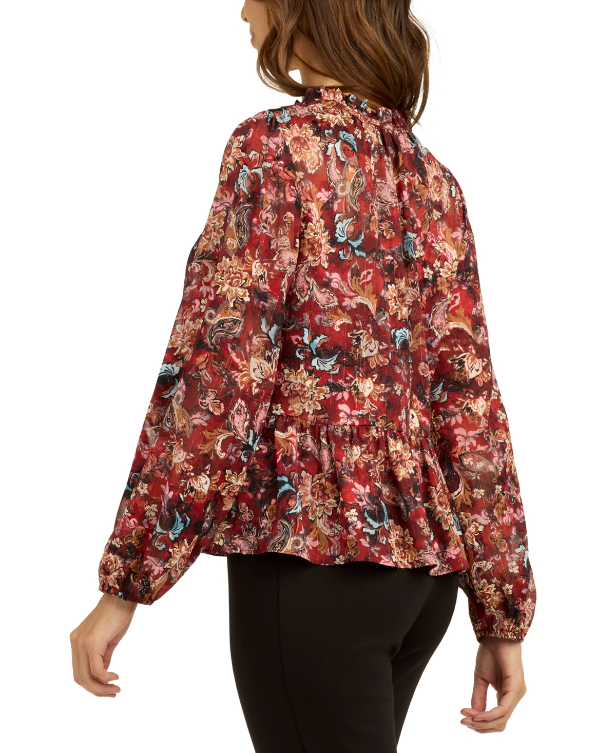 Bcx Juniors' Printed Satin Peplum Top