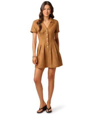 Women's Collared Button-Front Shirt Dress