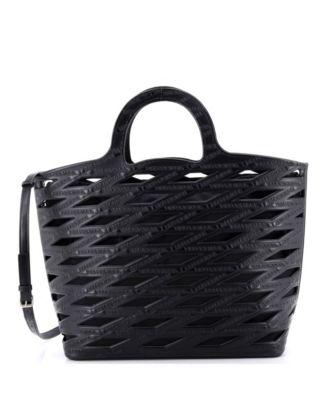 Large Neo Basket Bag Cutout Embossed Leather