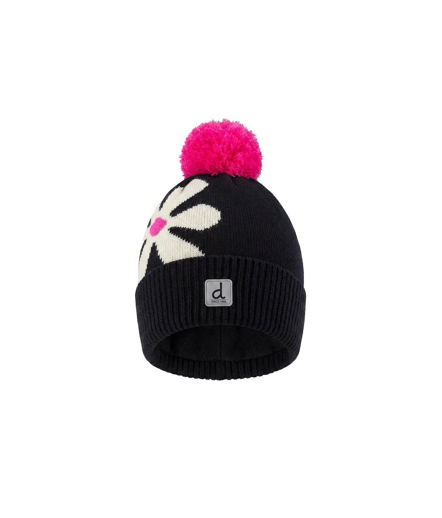 Шапка Deux par Deux Winter Knit Hat with Pompom для девочек, цвет: Чёрный / Белый — фото 1